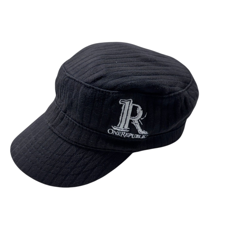 OneRepublic Cadet Hat Youth S/M Black Ribbed Cotton Band Merch 1R Logo Y2K Indie